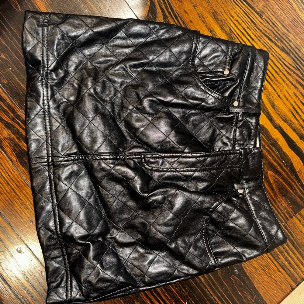Cami NYC Black Quilted Leather Skirt